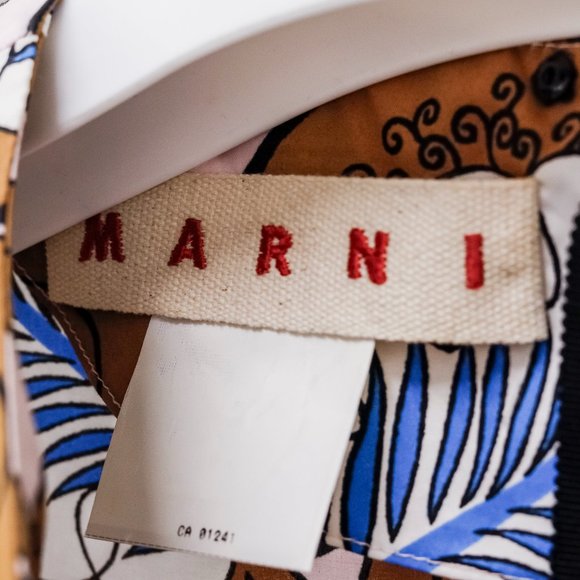 Marni SS/18 Caramel Desert-Print Leaf Short-Sleeve Blouse - Picture 5 of 11